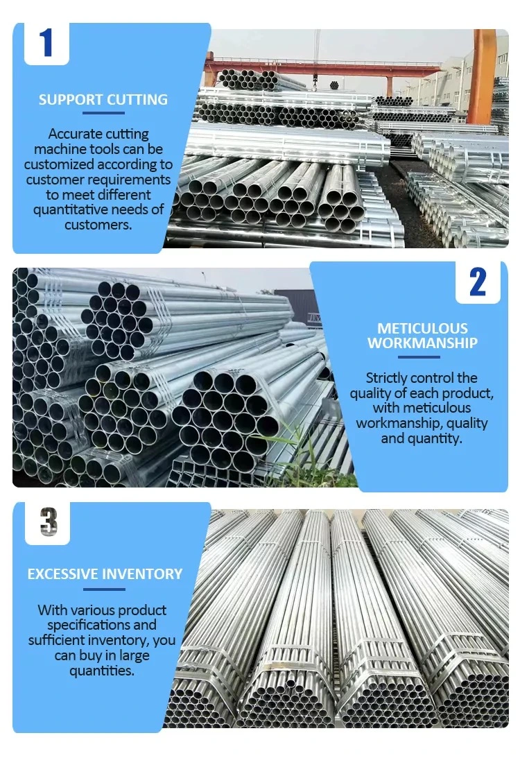 1.8mm 2.0mm Gp Tube with 6 Meter Length BS1387 Zinc Coating Galvanized Steel Pipe Round Tubular Iron Hollow Section