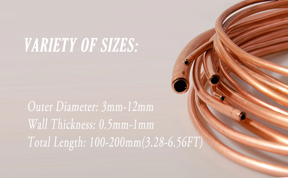 1/4" Od Copper Refrigeration ACR Tubing 100 FT, Copper Coil Tube, T2 Soft 4mm Od 6mm Transmission Copper Nickel Tubing Coil Thickness 1mm for Refrigeration (2m)